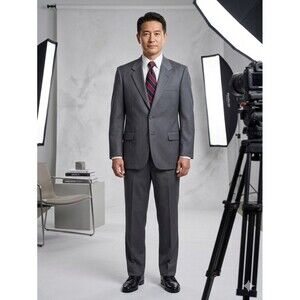 Vtg SOGO Japan Special Tailor Bespoke Suit Charcoal Gray Herringbone 40S/33x27.5